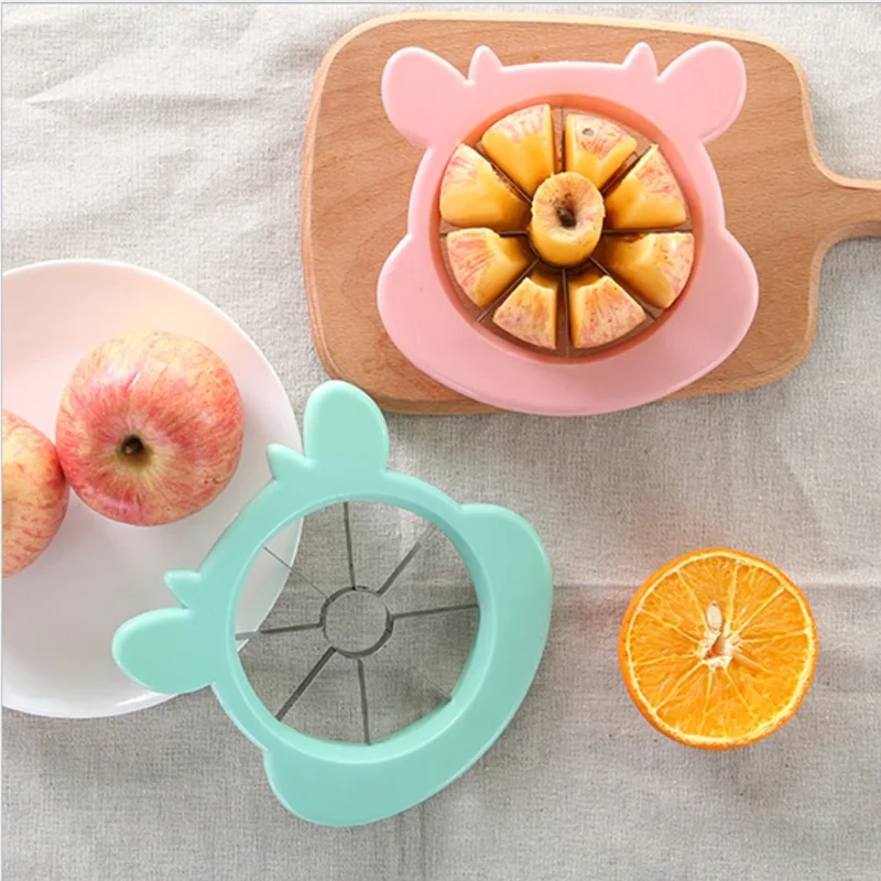 

Cute Cartoon Stainless Steel Cut Fruit Artifact Apples Slicer Removing Core Tool Practical Fruit Easy Cut Slicer Cutter Kitchen
