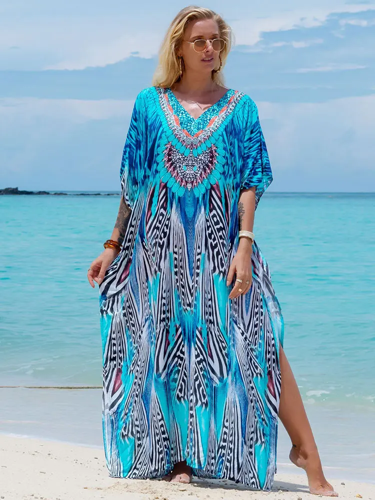 Moroccan Summer Dress Women House Robe Beachwear Swimsuit Cover Up