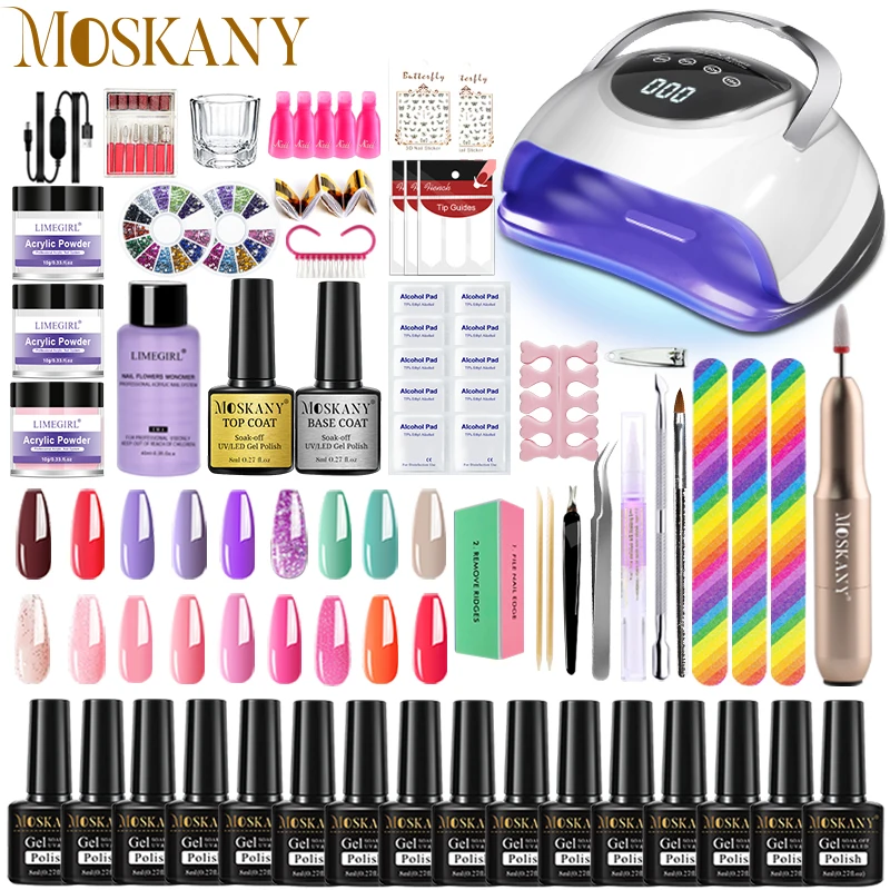 Nail Acrylic Powder Set For Extension Manicure Acrylic Dipping Powder Liquid Tool Kit With Semi Permanent Varnish Nail Art Set 2