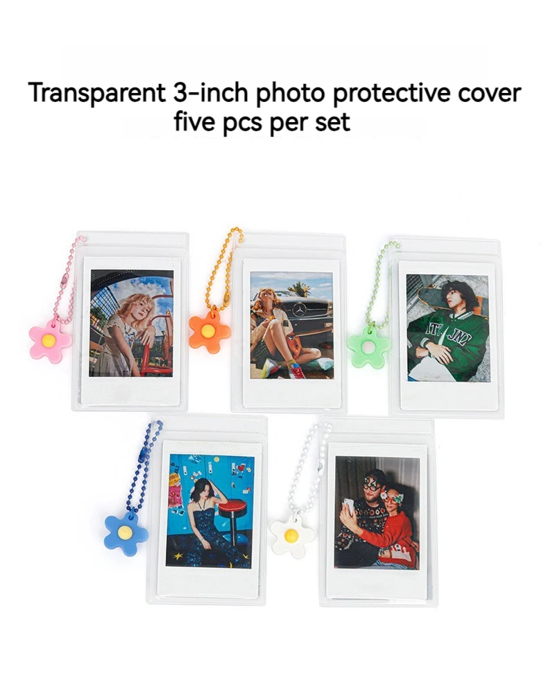 Transparent Photo Pictures Protective Cover Key Chain for Fujifilm Instax Mini 8/9/11/12 Series 5 Pieces Per Set