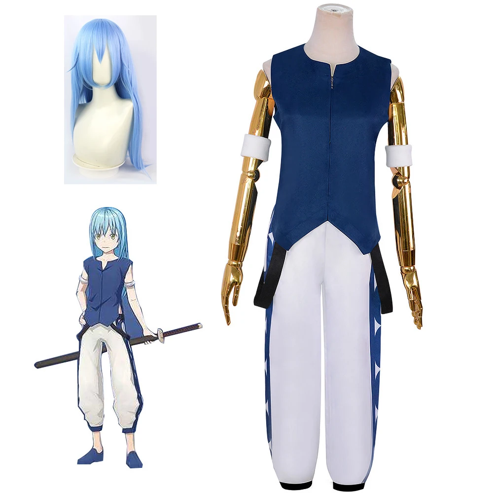 

Rimuru Tempest Cosplay Costume Wig Top Pants Anime That Time I Got Reincarnated as a Slime Uniform Halloween Carnival Full Set