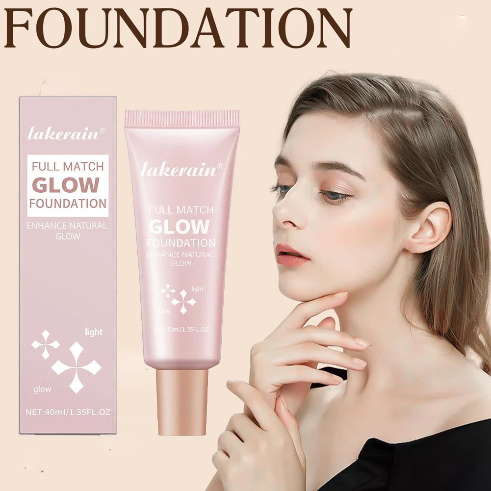 Lakerain Glow Foundation Natural Glow Enhancer, Long Lasting Moisturizing Liquid Concealer Lightweight Base Makeup Highlighter