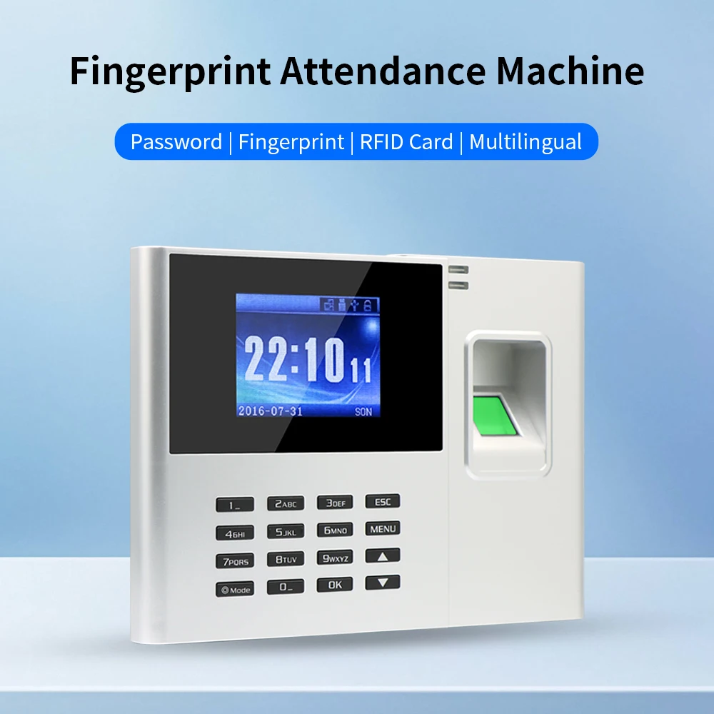 3-in-1 2.8인치 스크린 디스플레이 스마트 출석 기록기 지문+번호+RFID USB 데이터 관리 직원 출퇴근 기록기