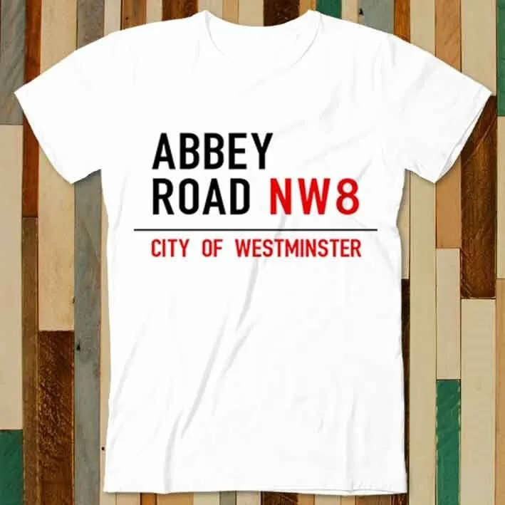 Abbey Road Sign London Zebra Crossing T Shirt Adulto Unisex Uomo