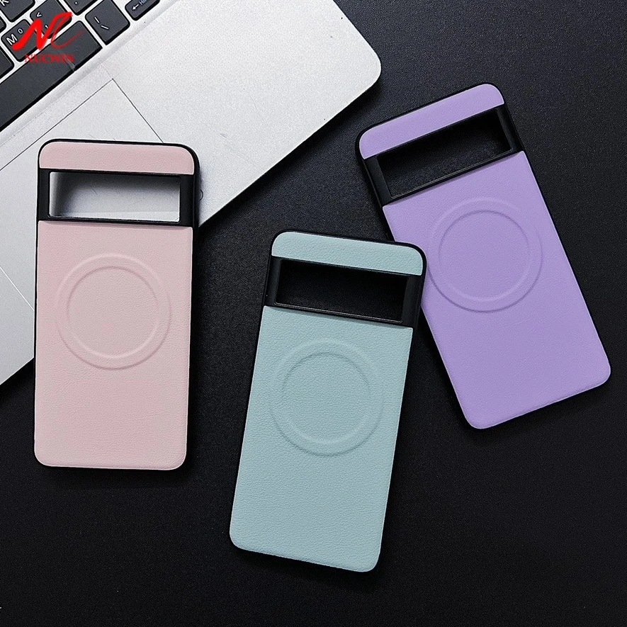 Leather MagSafe-Compatible Shockproof Phone Case with Magnetic Charging