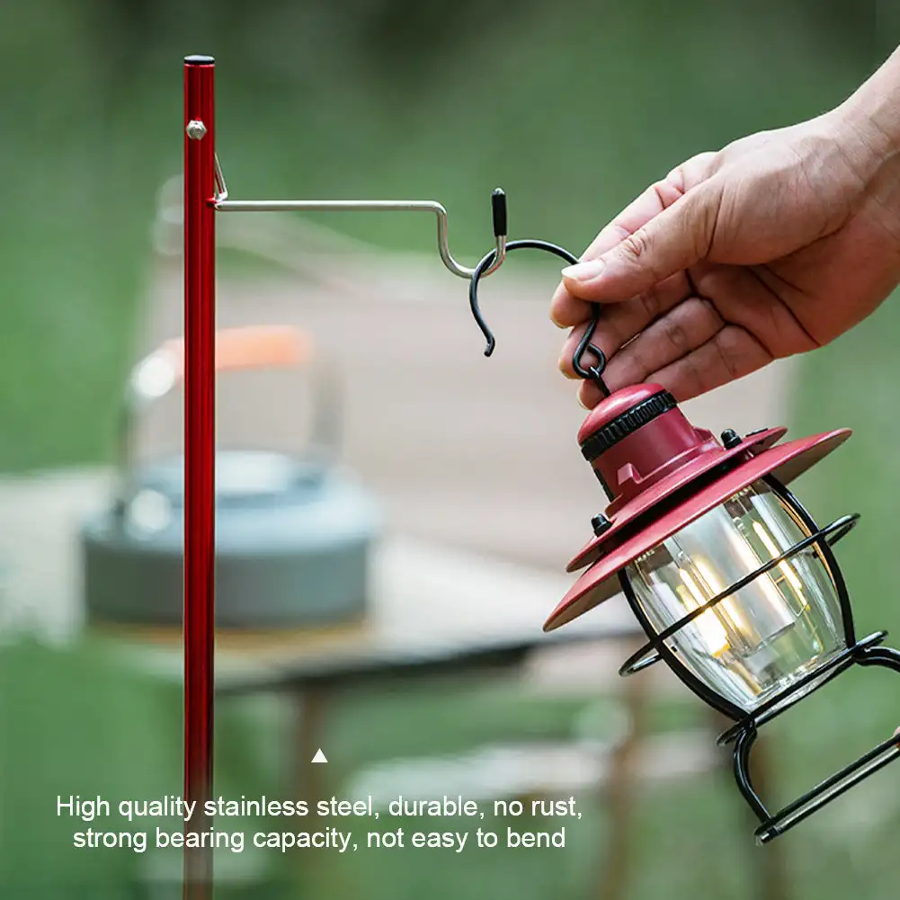 1Set Folding Table Light Stand Camping Lamp Stand with Double Hook Aluminum Alloy Outdoor Light Holder Lamp Hanger