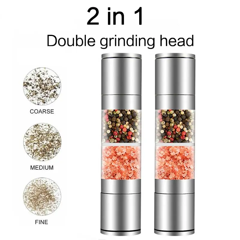 2In1StainlessSteelPepperGrinderManualSaltSpiceDoublehead