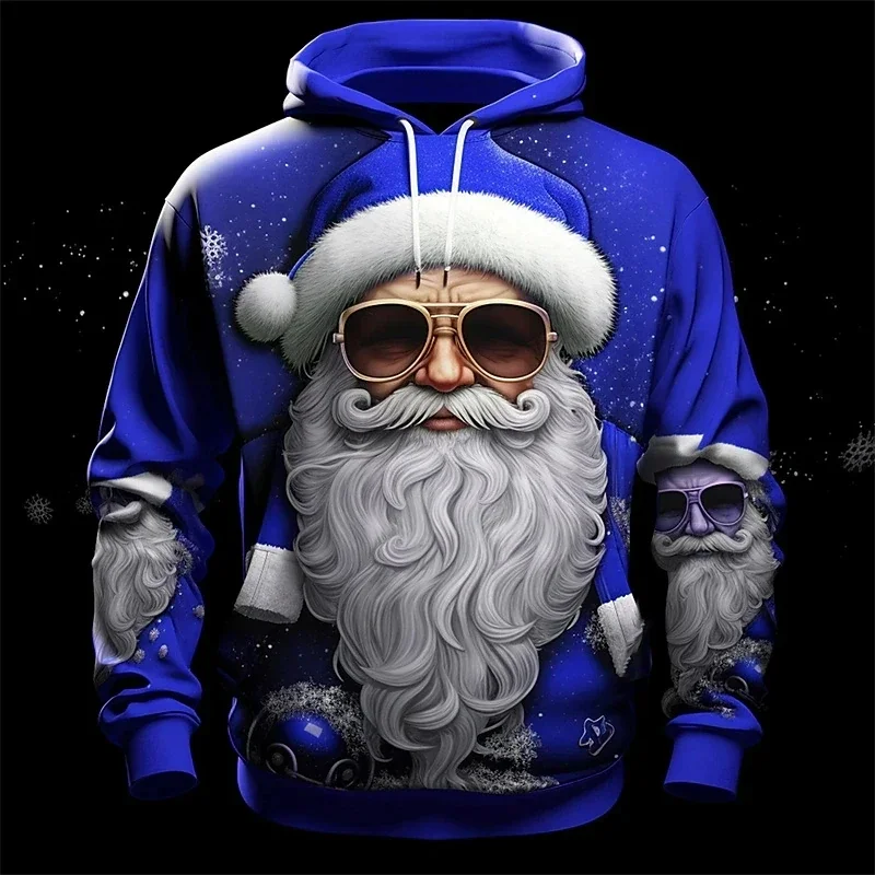 

Novel Cool Santa Claus Graphics Printed Sweatshirt 3D Printed Christmas Hoodie Men Streetwear Hooded Pullover Kids Tops Clothing