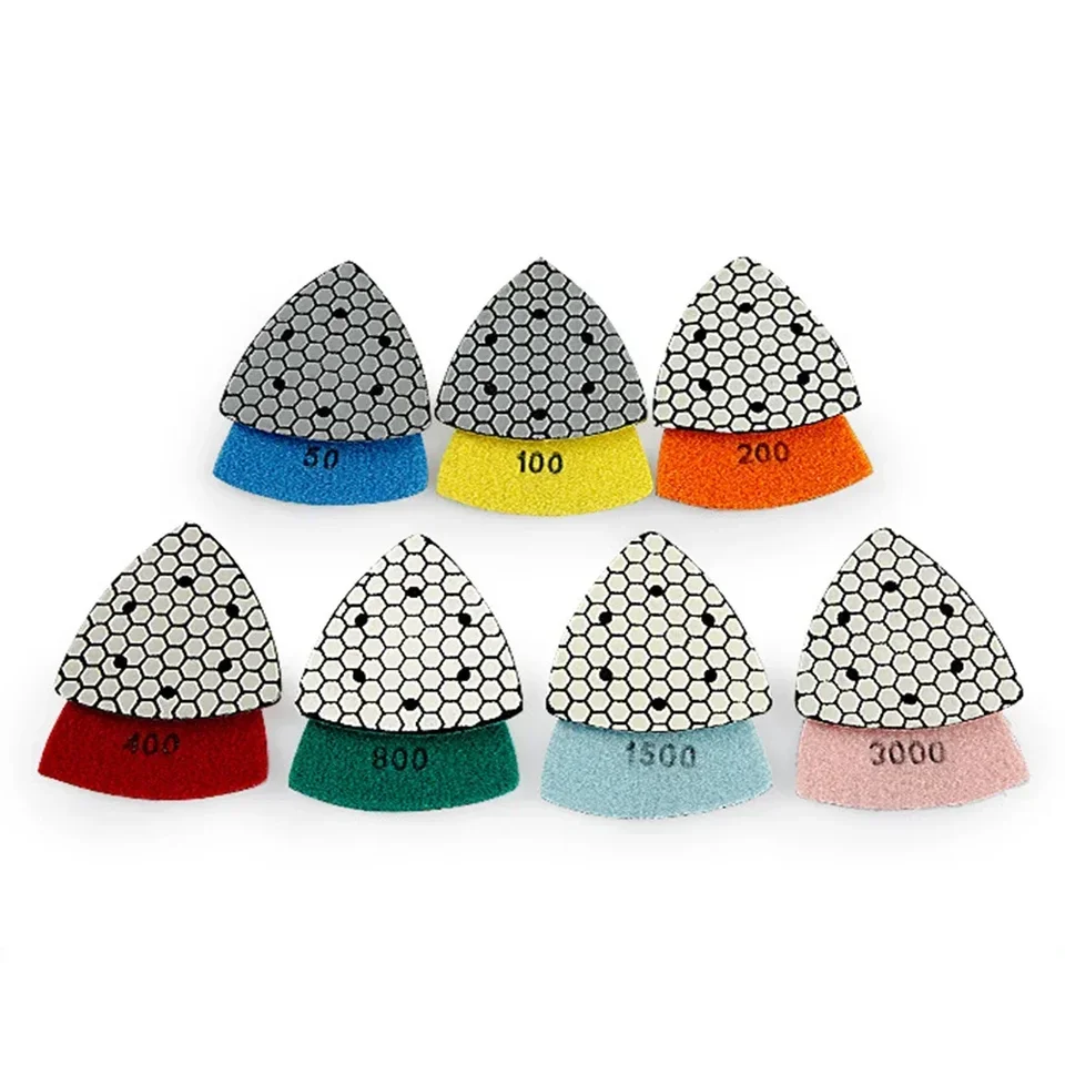 Tampon Polissage Diamant Sec Triangle 90 Mm - Grain 50 Pour Marbre, Granit, Béton - Ponçage Zones Étroites, Meuleuse D'Angle