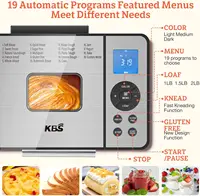 Bread Maker, 19-in-1 Automatic Bread Machine Stainless Steel with Pan,15H Timer&1H Keep Warm, Sourdough 2