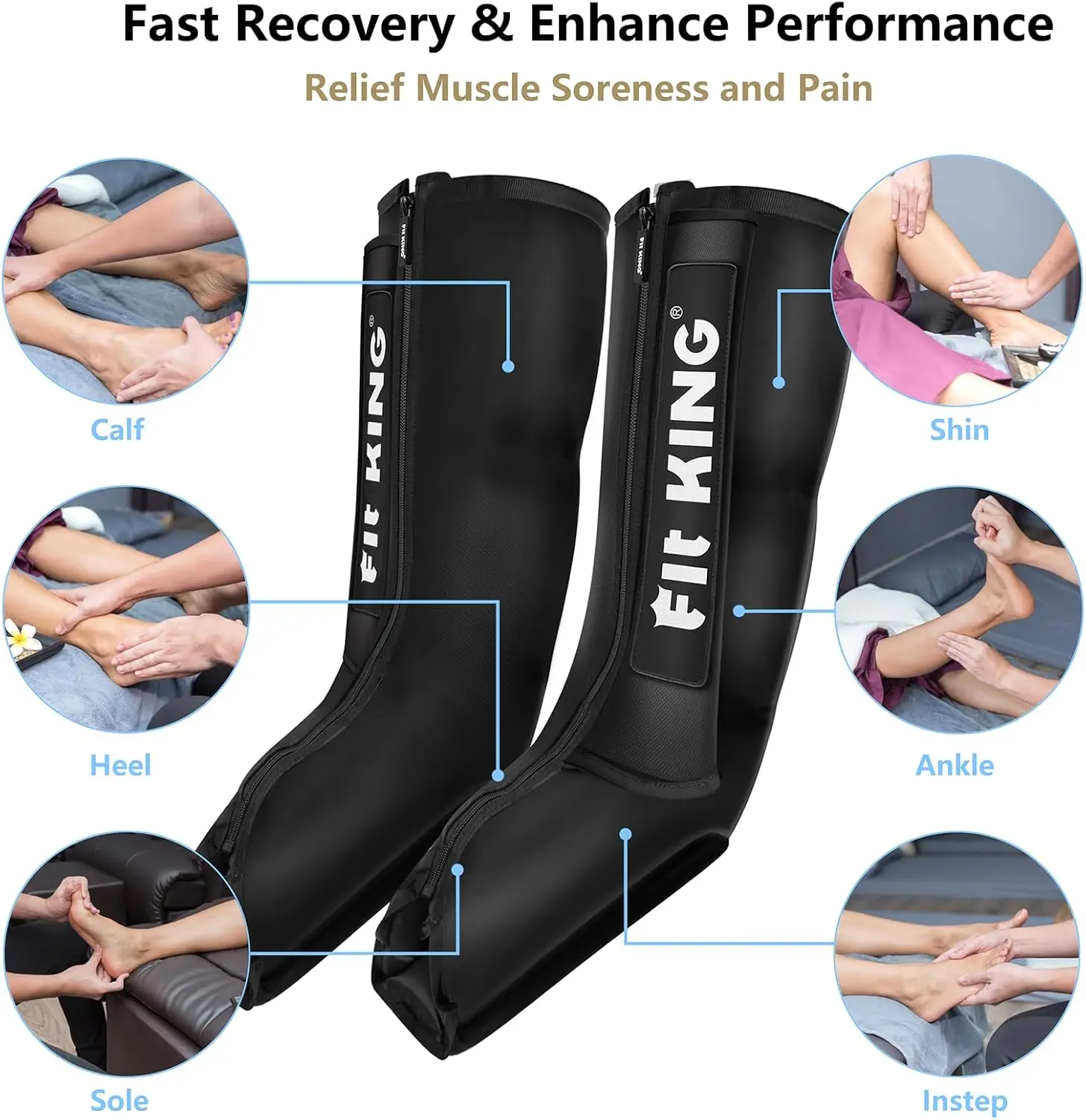 Leg Compression Boots for Foot and Calf Recovery, Help for Blood Circulation, Muscle Relaxation, Relief Sorene