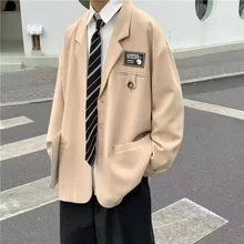  2022 Men's Streetwear Suit Jackets Casual Fashion Single Western-style Clothes Blazers Khaki/black Color Coats Plus Size S-3XL 