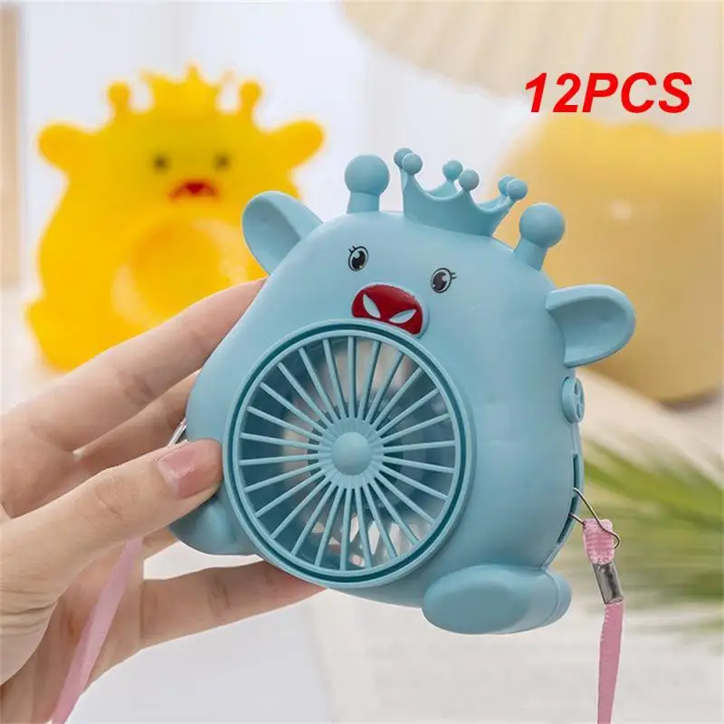 

12PCS Fan Shape Usb Rechargeable Plastic Creative Cartoon Cute Cooling Accessories Hanging Neck Fan Long Endurance
