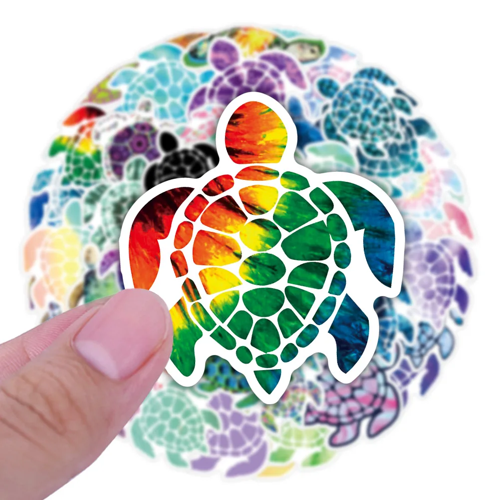 50PCS Colorful Turtle Stickers Waterproof PVC Vinyl Decals for Laptop Suitcase Skateboard Bike Decor, Matte Finish DIY Stickers