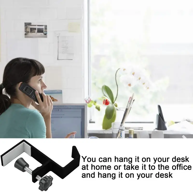 

Headphone Holder Desk Strong Aluminum Alloy Headset Hanger Backpack Hook Nail-Free Detachable Under Desk Clamp Hook Mount Desk