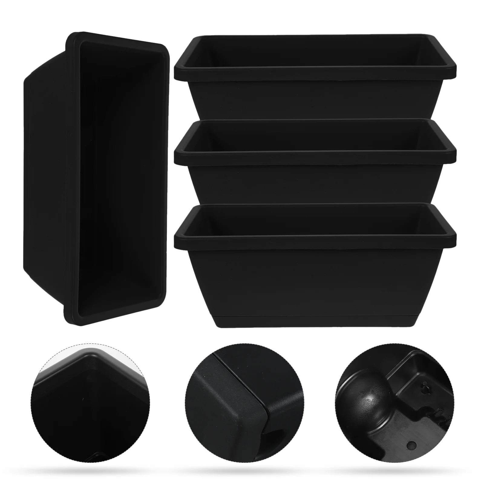 

Window Box Planter Plastic Vegetable Flower Planters Boxes Rectangular Flower Pots with Saucers Indoor Outdoor Plant Box 
