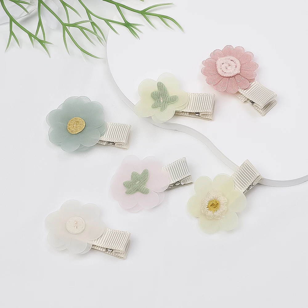 Cute Daisy Floral Flowers Hair Clips Alligator Clips for Newborn Baby Girl Chiffon Hairpins Children's Accessories Baby Items hair accessories,hair clips