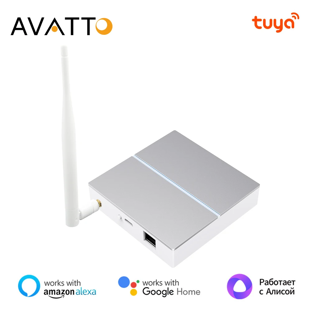 AVATTO Tuya Zigbee Smart Wired Gateway Hub，Smart Home Bridge Wireless With Signal Antenna For App Support Alexa Google Home