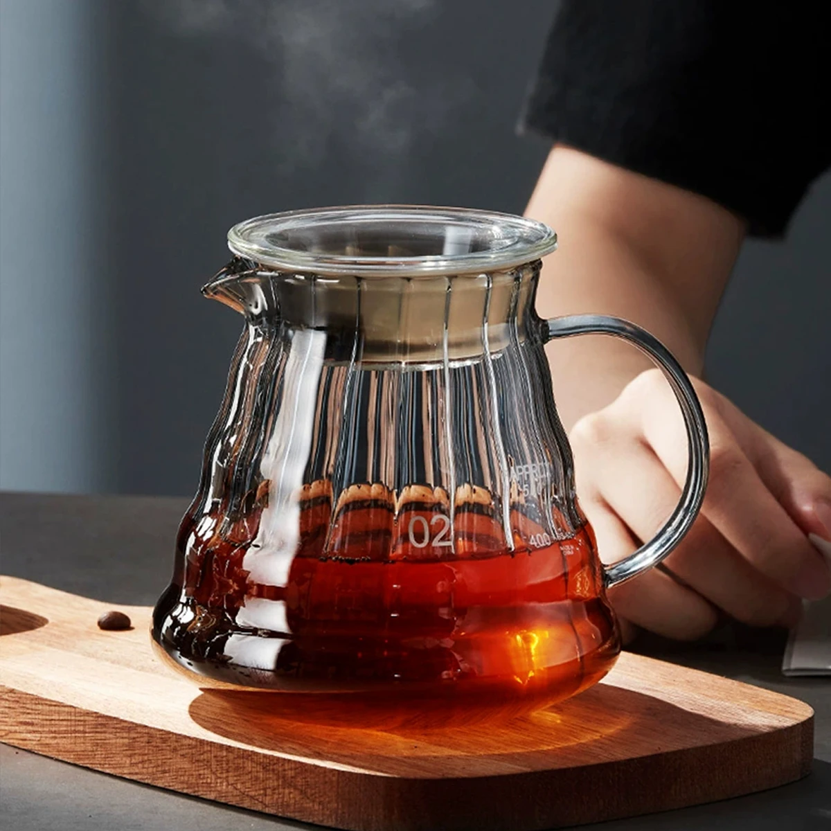 Leeseph Coffee Carafe High Borosilicate Glass Coffee Server for Pour Over Ware Clear Pot with Rubber Lid 600ml/20oz coffee pot,coffee server