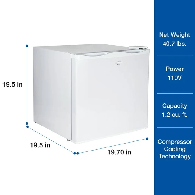 Freezer 1.2 cu ft, Compact Freezer 34 Litre, White, Manual Defrost