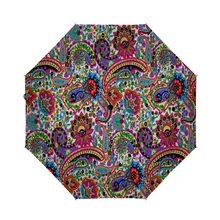 

Auto Open Close Umbrella Beautiful Red Paisely Boho Traditional Pretty Automatic Compact Travel Sun Rain Golf Folding Umbrella A