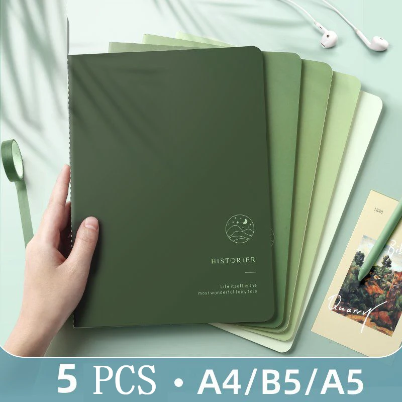 

5PCS Student Car Line A4 A5 B5 Notebook Ins Wind Small Fresh Large Notepad Literary Retro Style Thick Notebook