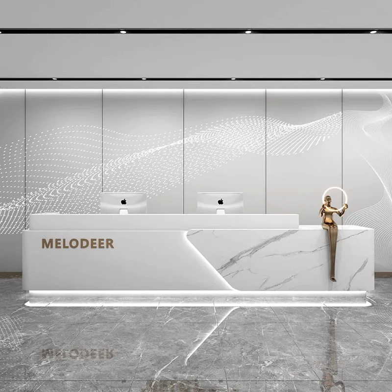 Salone Di Bellezza Bar Dental Paint Baking Cassiere Minimalista Modern Company Front Desk Hotel Reception Desk Bancone Bar Furniture