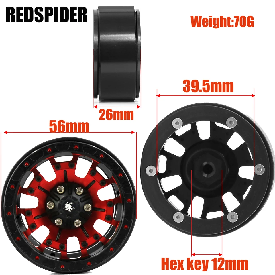 1.9 ビードロック ホイール アルミ合金 4 個 1:10 RC クローラー