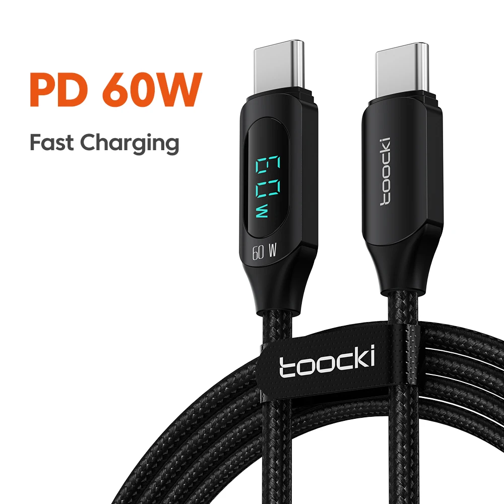 High-Speed 100W USB-C to USB-C Cable with Digital Display - Colorful Data and Charging Cord