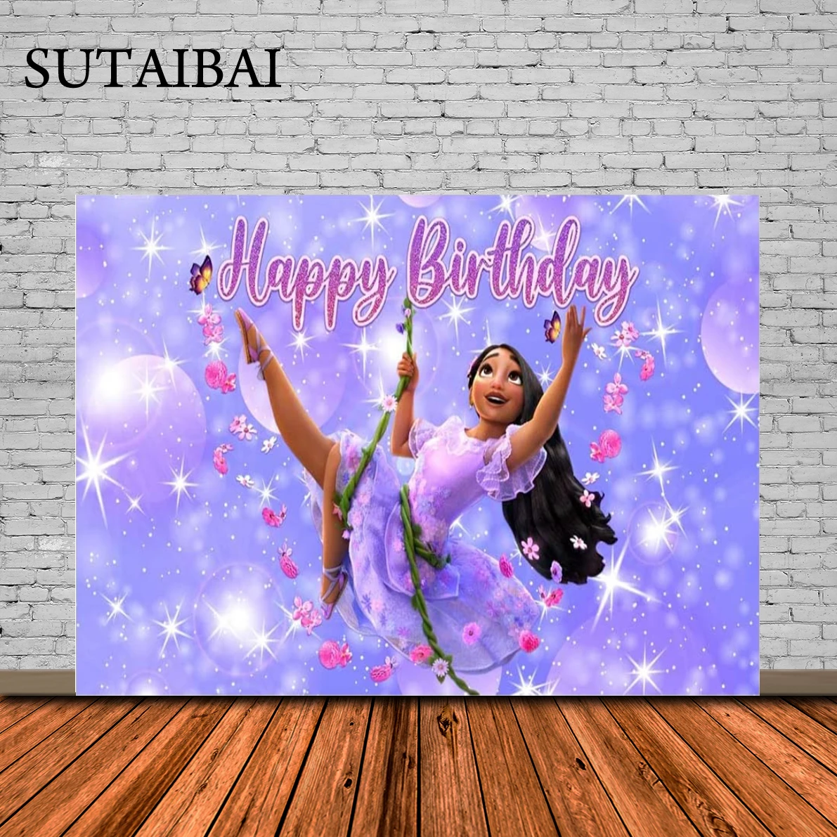 Encanto Sfondo Per Feste Di Compleanno Forniture Decorazioni Principessa Buon Compleanno Banner Viola Per Ragazza Film Magico