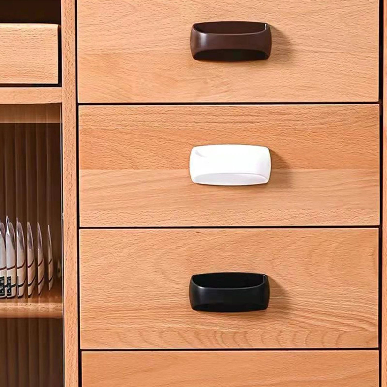 Punch-free Self Adhesive Kitchen Cabinet Furniture Hardware Door Knob Wardrobe Door Handle Drawer Handles