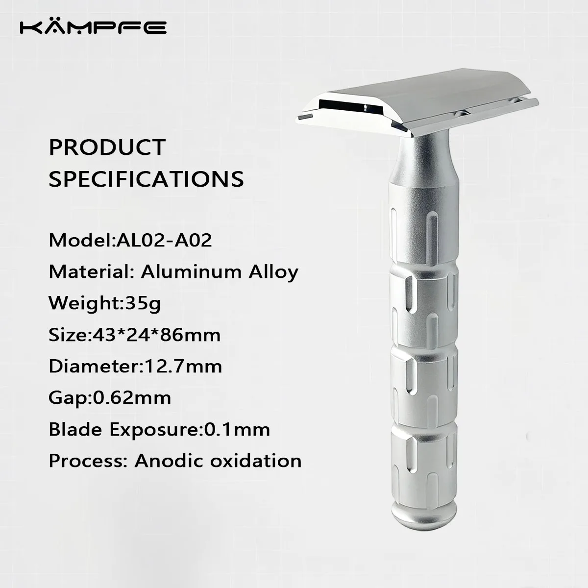 KAMPFE 알루미늄 합금 안전 면도기 CNC 가공 수동 면도기 남성용 클래식 양날 면도 도구 프리미엄 남성용 그루밍 도구