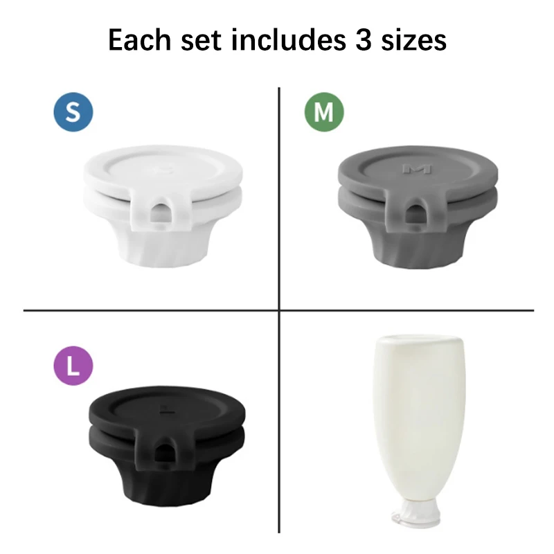 3pcs Inverted Bottle Cap Bottle Emptying Caps Kit Inverted Caps Flipping Set 3 Sizes Adapters bottle cap adapter