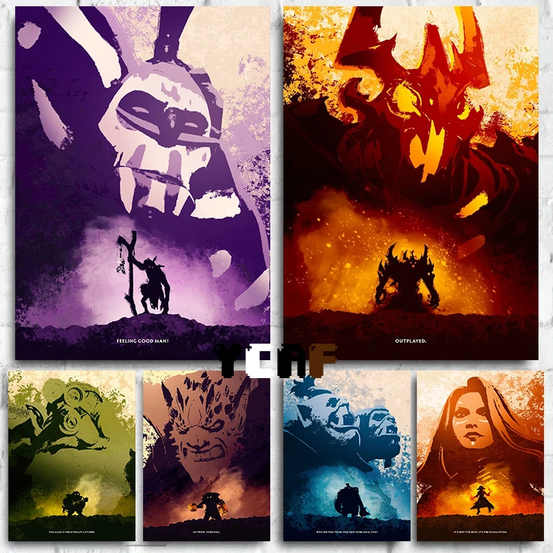 Dota2 Heroes Quotes And Impressions Poster Stampe Su Tela Dota2 Gaming Wall Art Decor Sala Da Gioco Decorazione Estetica Della Parete Della Casa