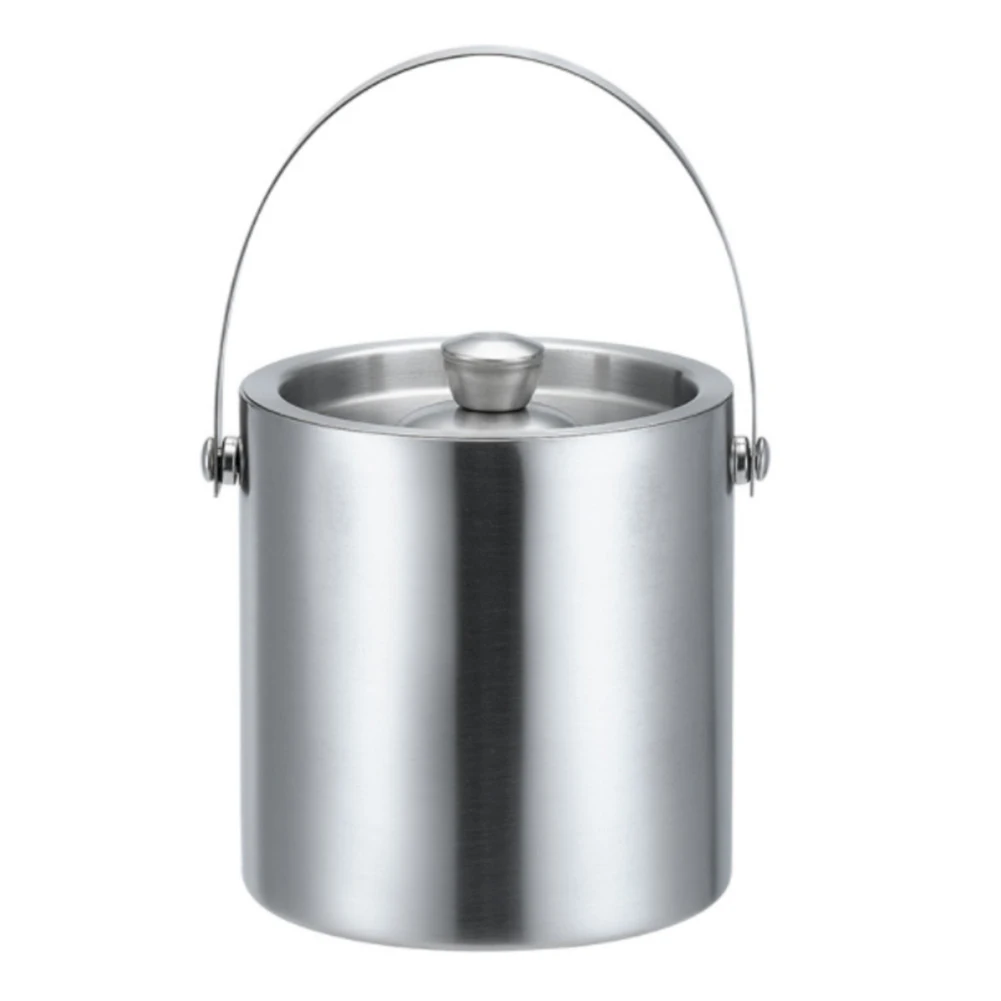 Double-Wall Stainless Steel Ice Bucket with Lid Insulated Chilling Ice Bucket Great for Home Bar Chilling Beer Champagne Wine