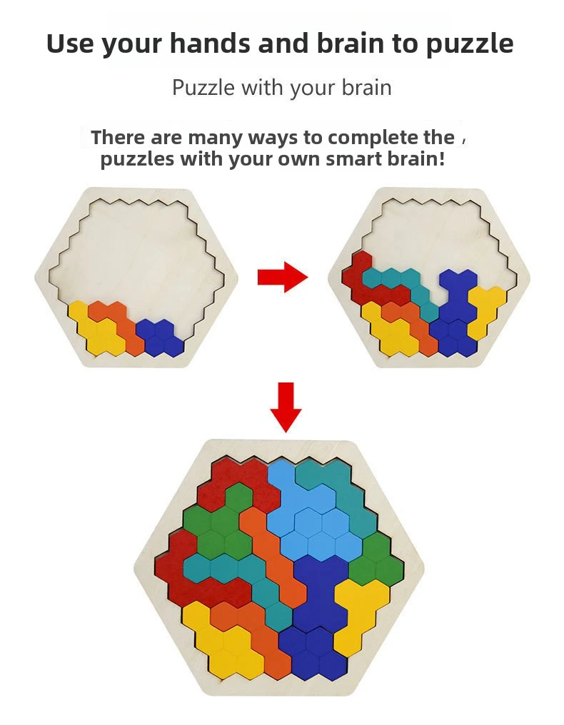 Montessori Holzpuzzles Vorschule Tangram Board Form Match Puzzle Gehirn IQ Testspiel Lernspielzeug für Kinder – Detail 2