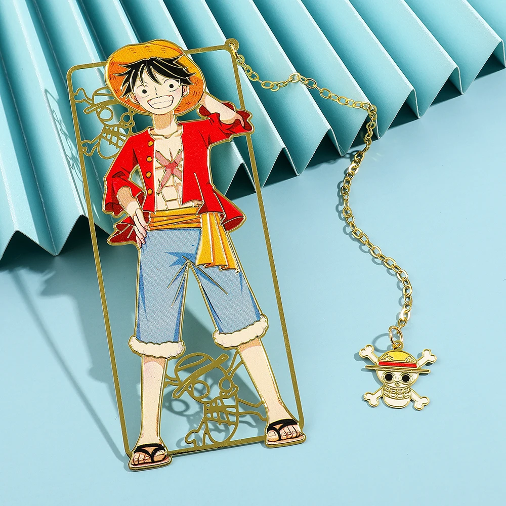 Фото Одна штука Luffy Shanks Uta Book Mark аниме латунный металлический брикет подарок для влюбленных коллекция поклонников канцелярские принадлежности Школьные принадлежности №5