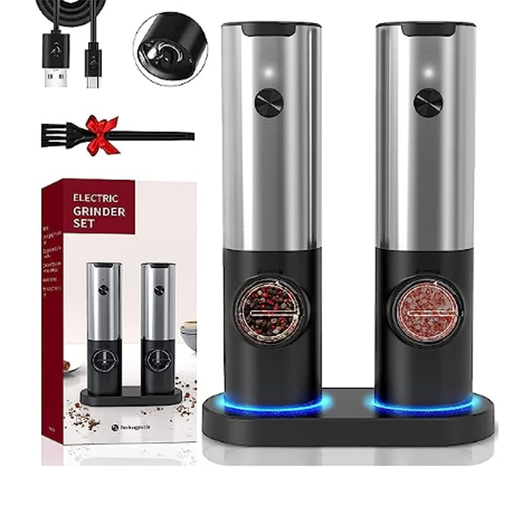 Rechargeable Electric Salt And Pepper Grinder Set USB Charging