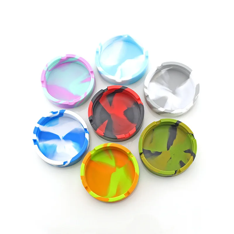 Heat Resistant Silicone Ashtray Light Circular Ashtray Fluorescent Smoke Outdoor Portable Cigarette Case Drop Creative Ashtrays silicone ashtray