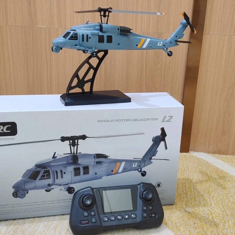4DRC L2 4채널 RC 헬리콥터 8K 카메라 옵티컬 플로우 호버 싱글 프로펠러 6축 자이로 아파치 군용 RC 드론 장난감 어린이 선물