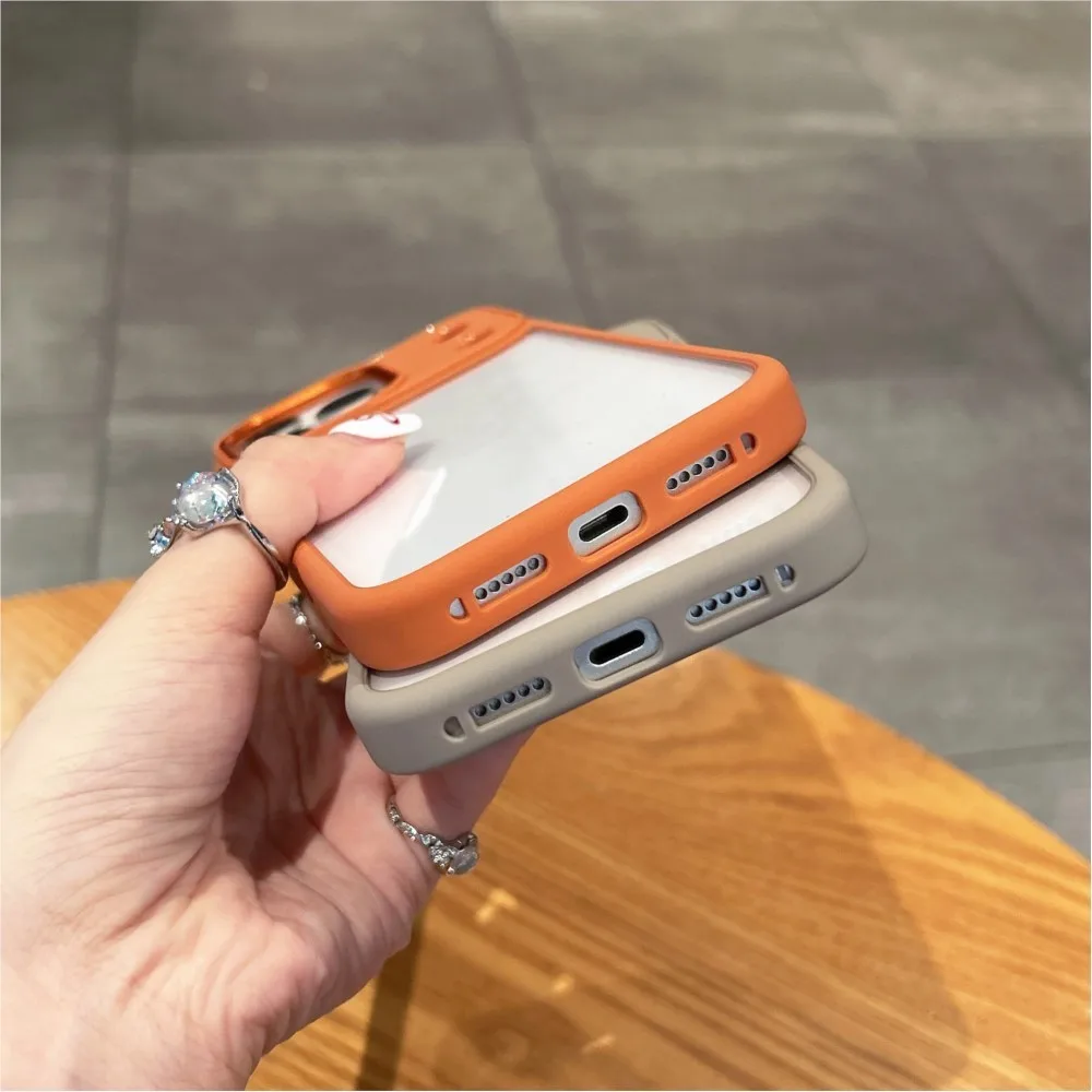 Shockproof Clear Acrylic Phone Case with Metal Camera Frame