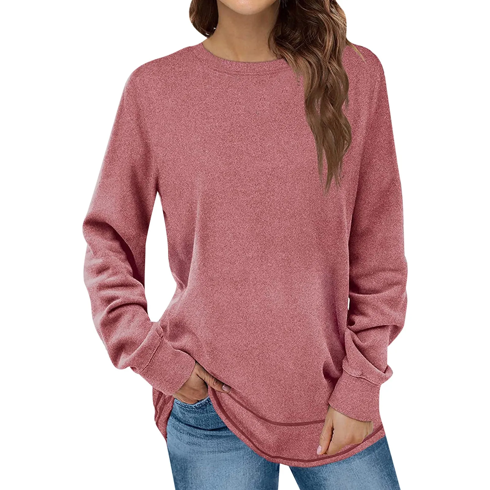 

Spring And Autumn Fashion Woman Chic Solid Color High-Stretch Shirts Female Slim Pullovers Top Long Sleeves O-Necked Top