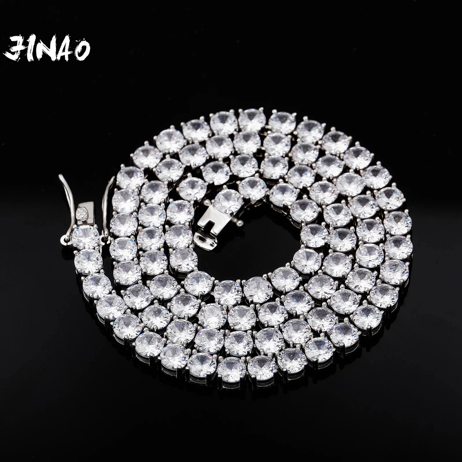 

Новая серебряная цепочка JINAO, водостойкая медная цепочка с микрозакрепкой фианита 4-6 мм, цепочка для тенниса в стиле хип-хоп, женский подарок