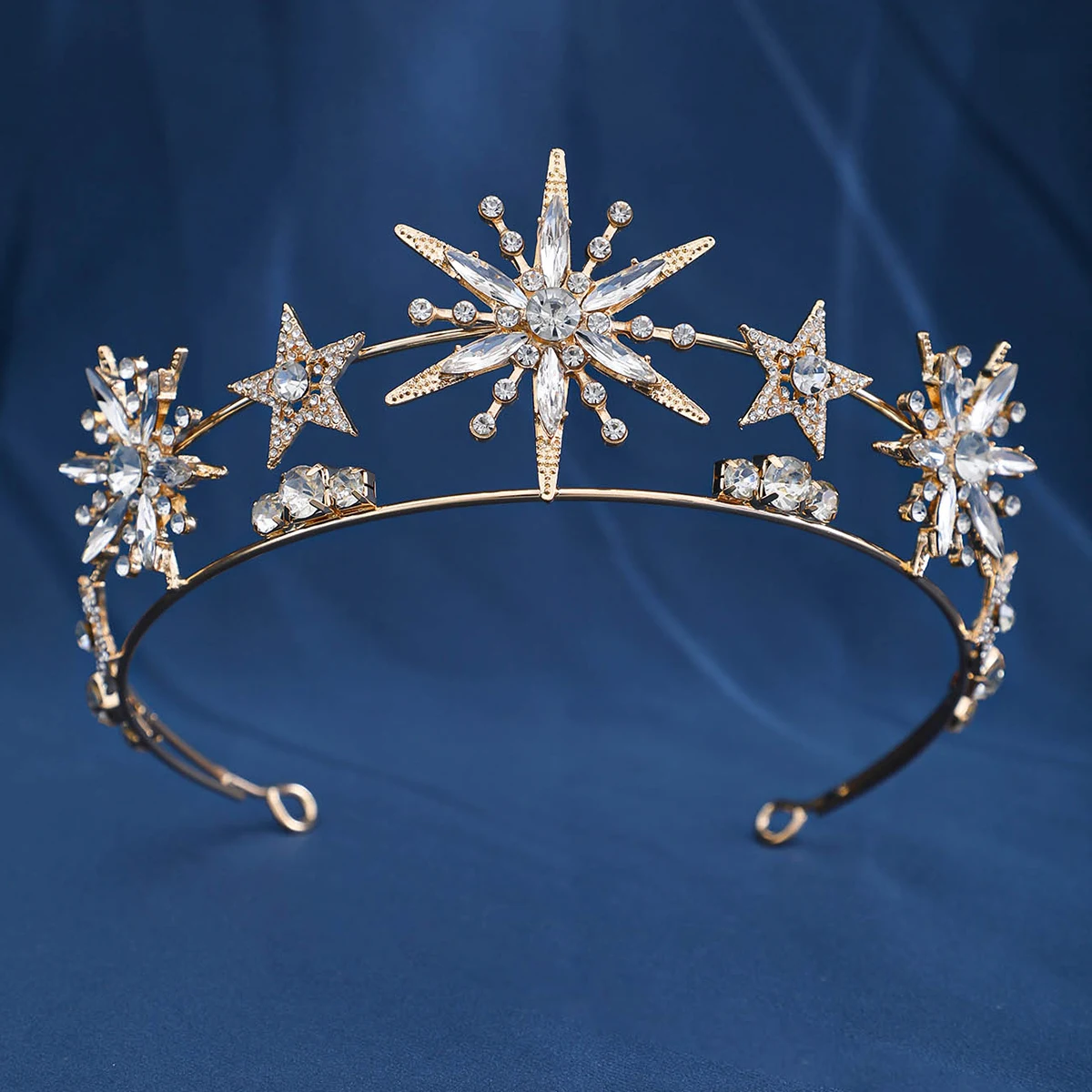 Trendy Gold Silver Color Crystal Rhinestone Tiaras And Crowns Stars Plate Princess Diadems Wedding Hair Accessories