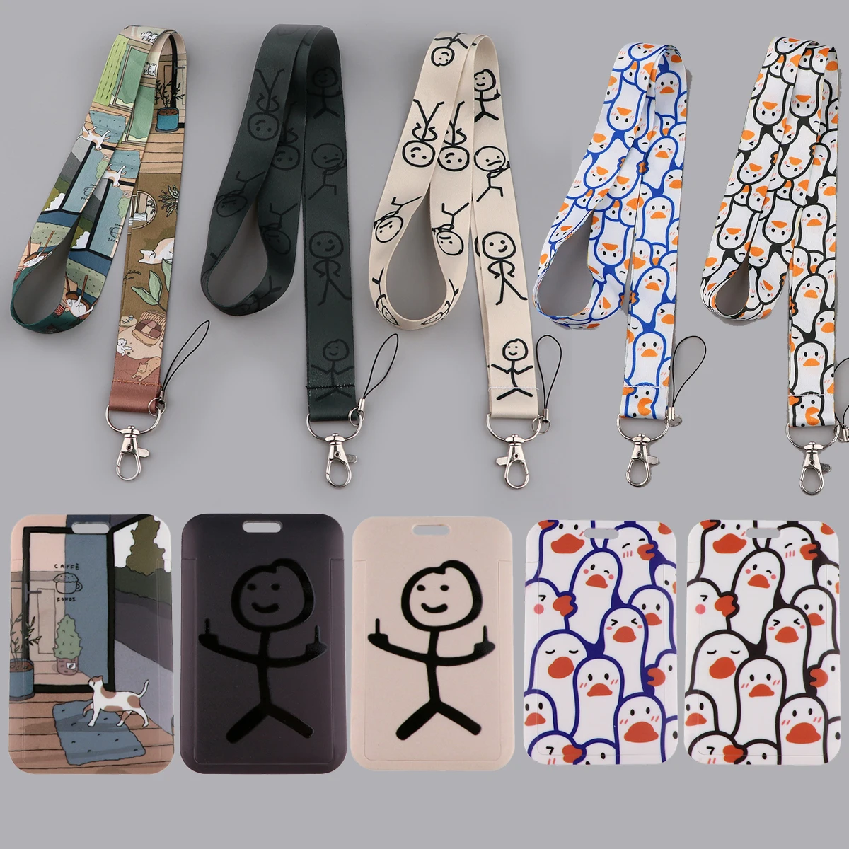 Middle-Finger-Stickman-Keychain-Cute-Goose-Lanyard-for-Keys-Card-ID ...