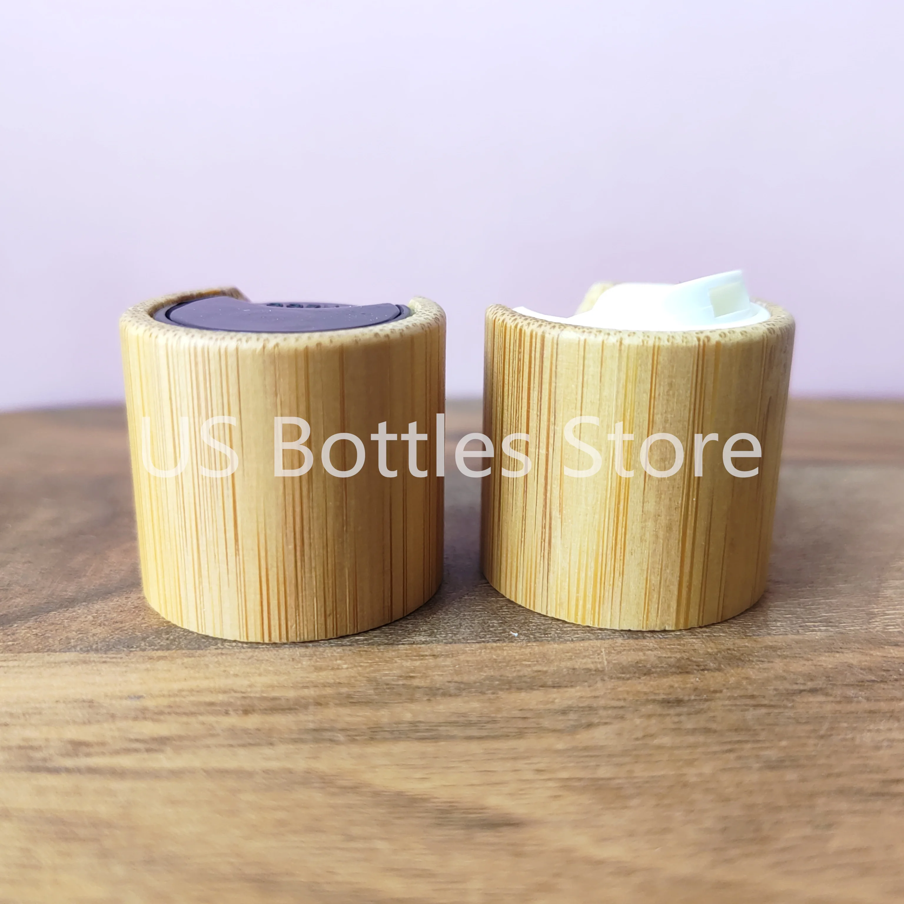 

Wholesale 50PCS 20mm 24mm Bamboo Disc Cap for Frosted glass cosmetic bamboo cap bottle spray glass pump bottles 30ml 50ml 80ml