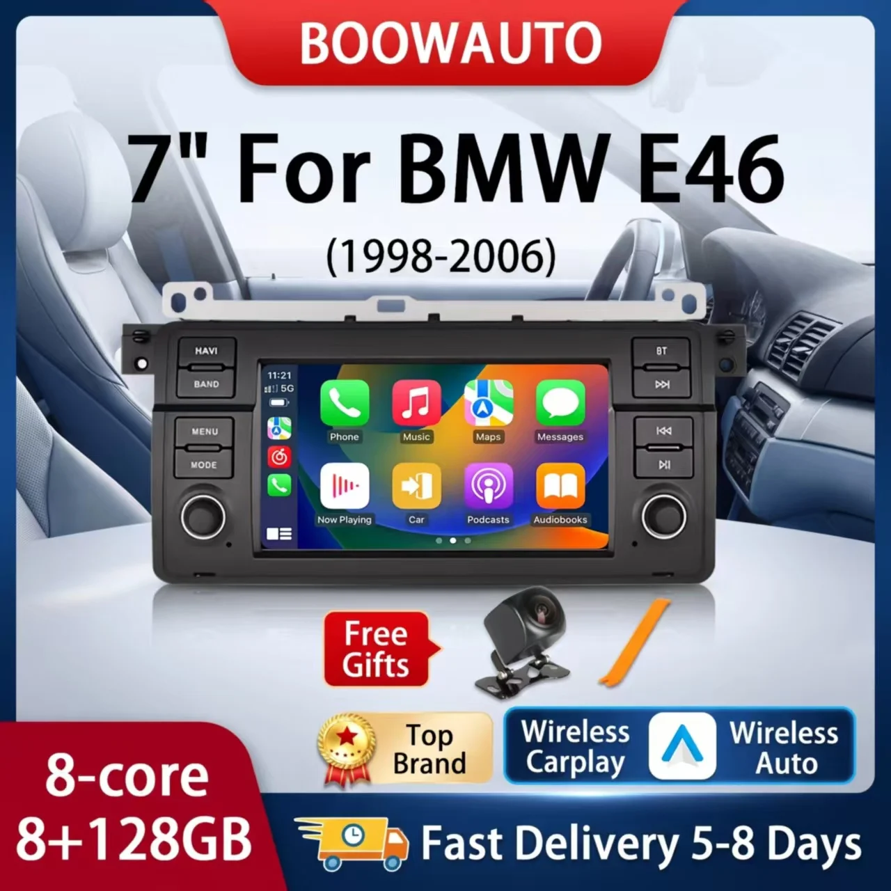 Radio para coche para BMW E46 M3 318/320/325/330/335, CarPlay inalámbrico, Android 16, Multimedia, GPS, Autoradio, 4G, Bluetooth, altavoz DSP 1