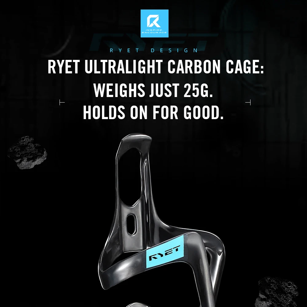 RYET Vollcarbon-Fahrradflaschenhalter 25g Ultraleichtes seitliches Einstiegsdesign mit Regenbogen-Schraube für Rennrad- und MTB-Radfahren – Detail 1
