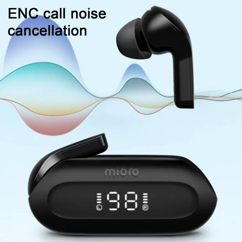 

Wireless Earbuds 1 Set Multifunctional 13mm Speaker Unit Convenient Digital Display Touch Earphones Sports Accessories