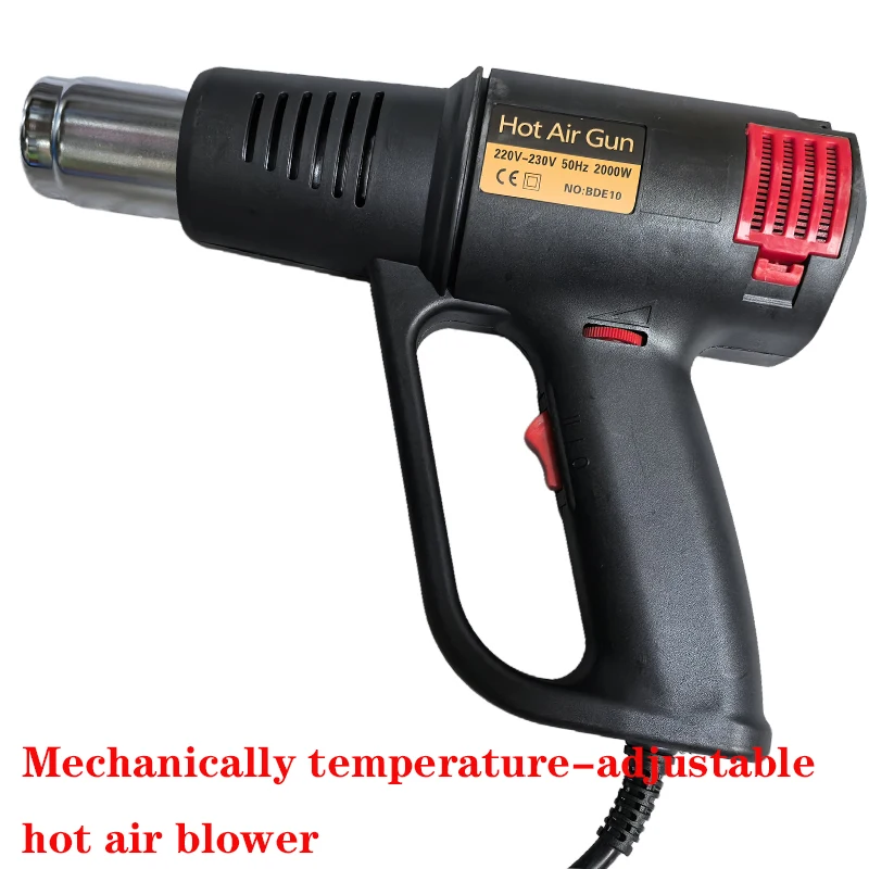 Hot Air Gun Industrial Heating Hair Dryer Shrink Tube 2000W Hair Dryer Heat Shrinkable Film Heating Packaging Heating Hair Dryer Adjustable Temperature 3